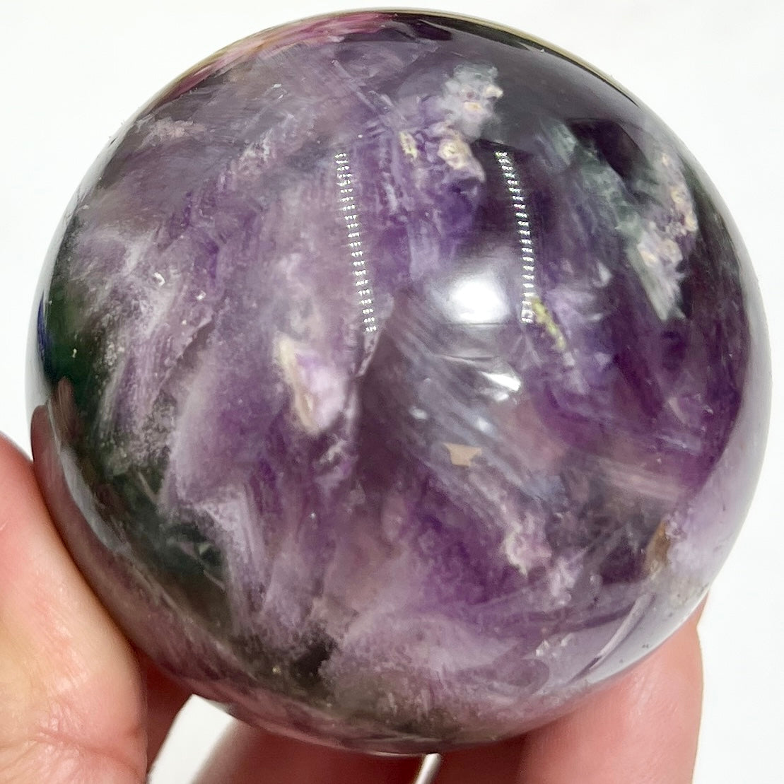 Silky Fluorite Sphere Healing Crystal Ball 377g 60mm