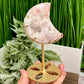 Pink Amethyst Flower Agate Crystal Moon Crescent with Stand 192g