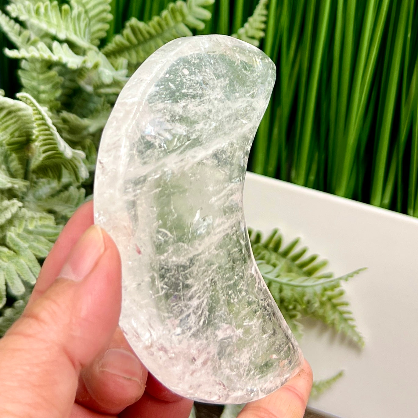 Clear Quartz Crystal Moon Crescent with Stand 158g