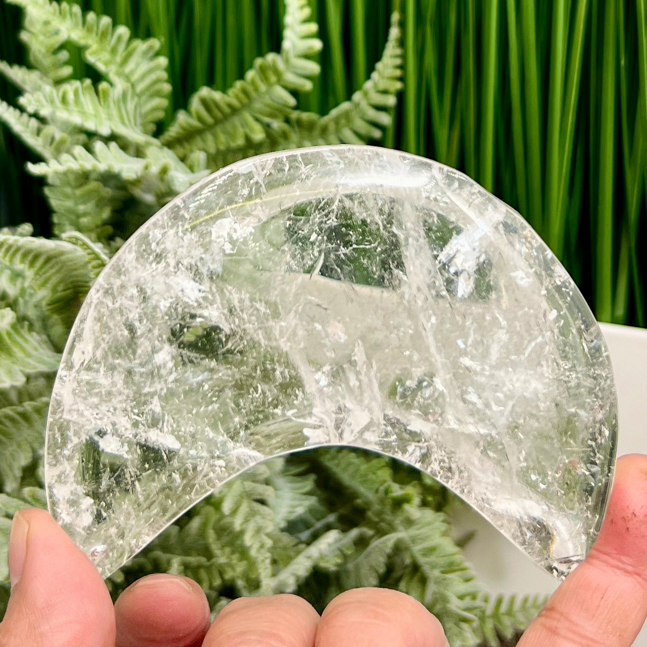 Clear Quartz Crystal Moon Crescent with Stand 158g