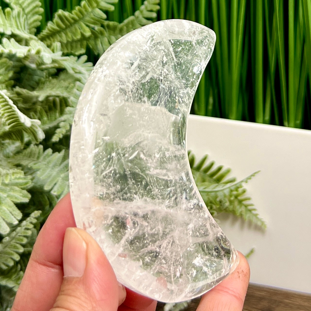 Clear Quartz Crystal Moon Crescent with Stand 158g