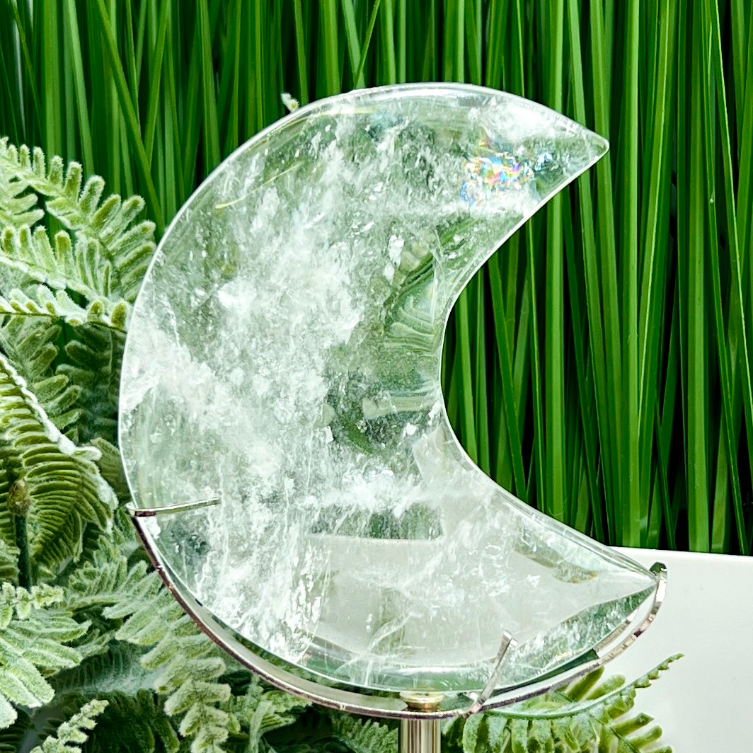 Clear Quartz Crystal Moon Crescent with Stand 212g