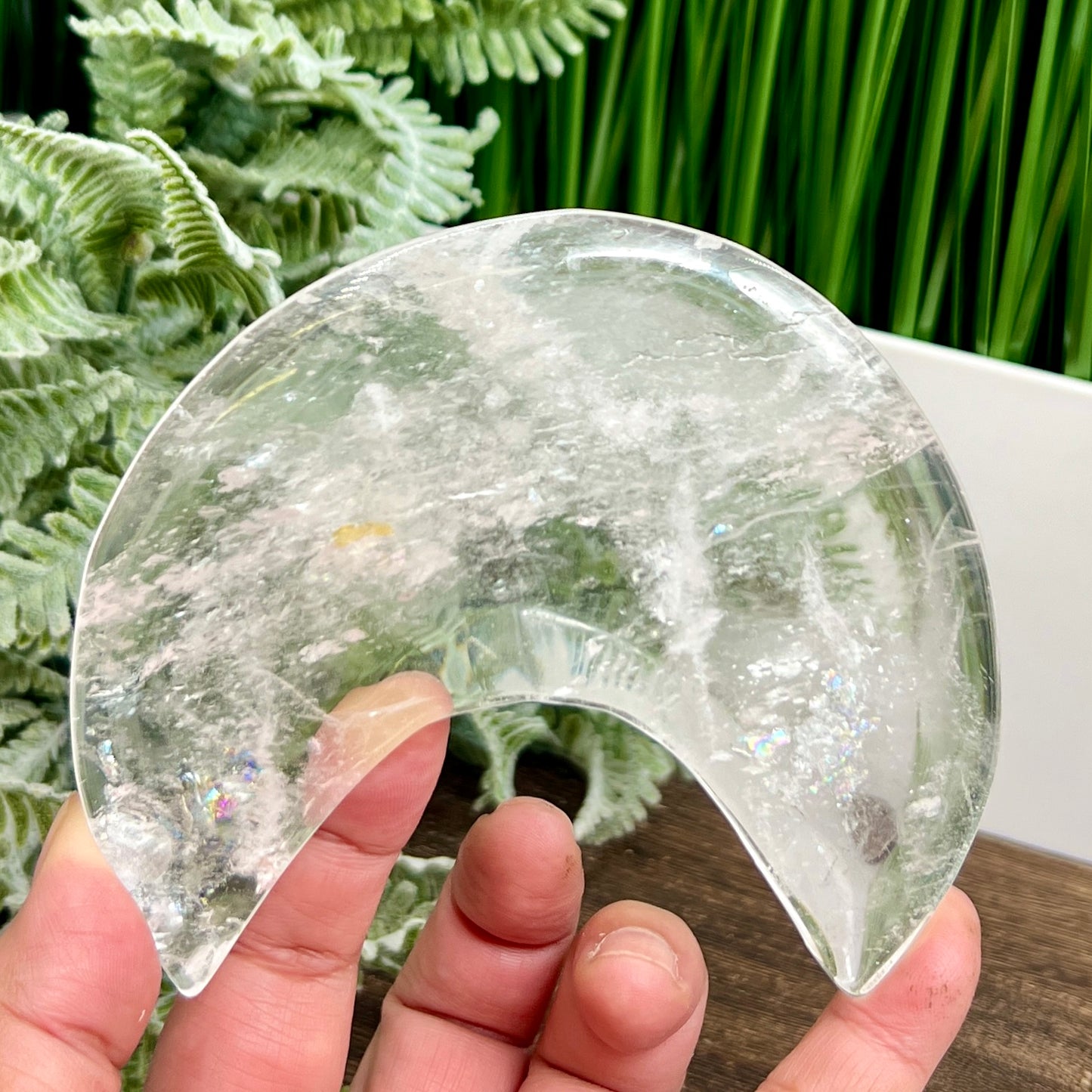 Clear Quartz Crystal Moon Crescent with Stand 212g