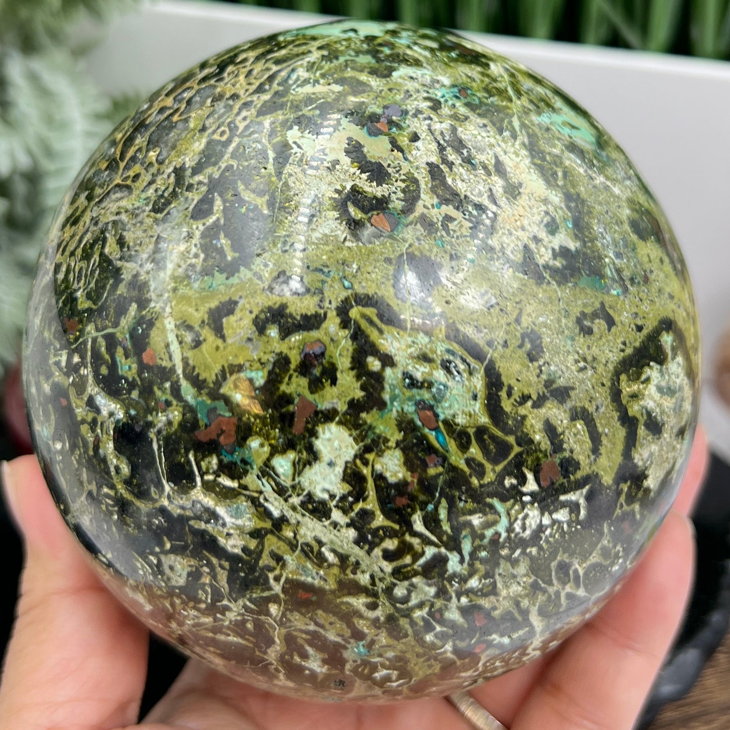 Epidote Chrysocolla Copper Sphere VERY RARE High Quality Collectors Piece 2036g