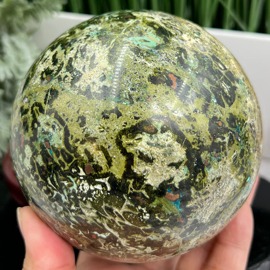 Epidote Chrysocolla Copper Sphere VERY RARE High Quality Collectors Piece 2036g