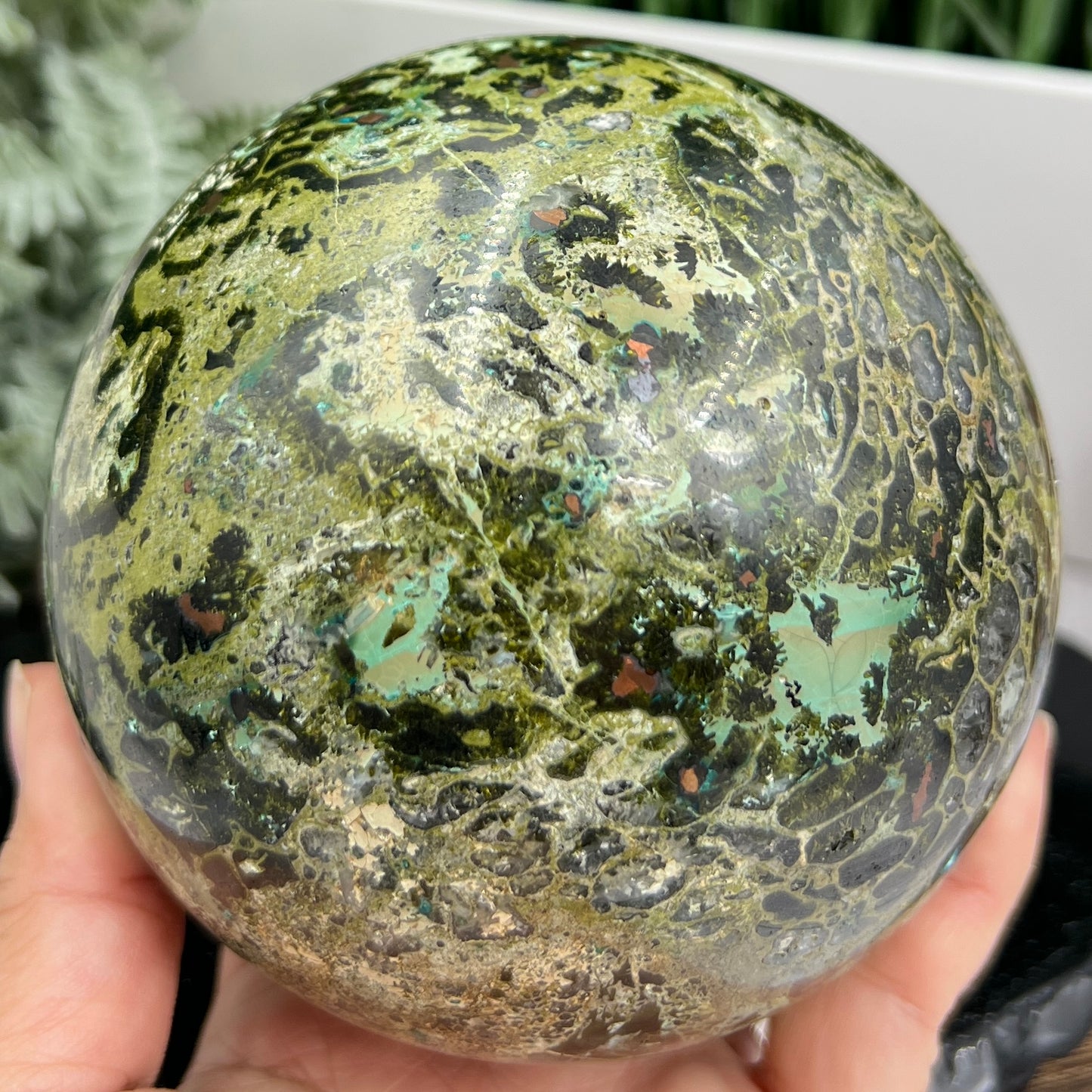 Epidote Chrysocolla Copper Sphere VERY RARE High Quality Collectors Piece 2036g