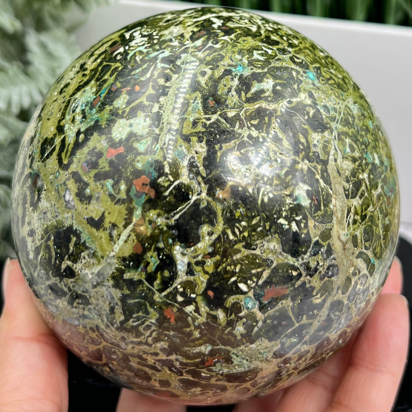 Epidote Chrysocolla Copper Sphere VERY RARE High Quality Collectors Piece 2036g