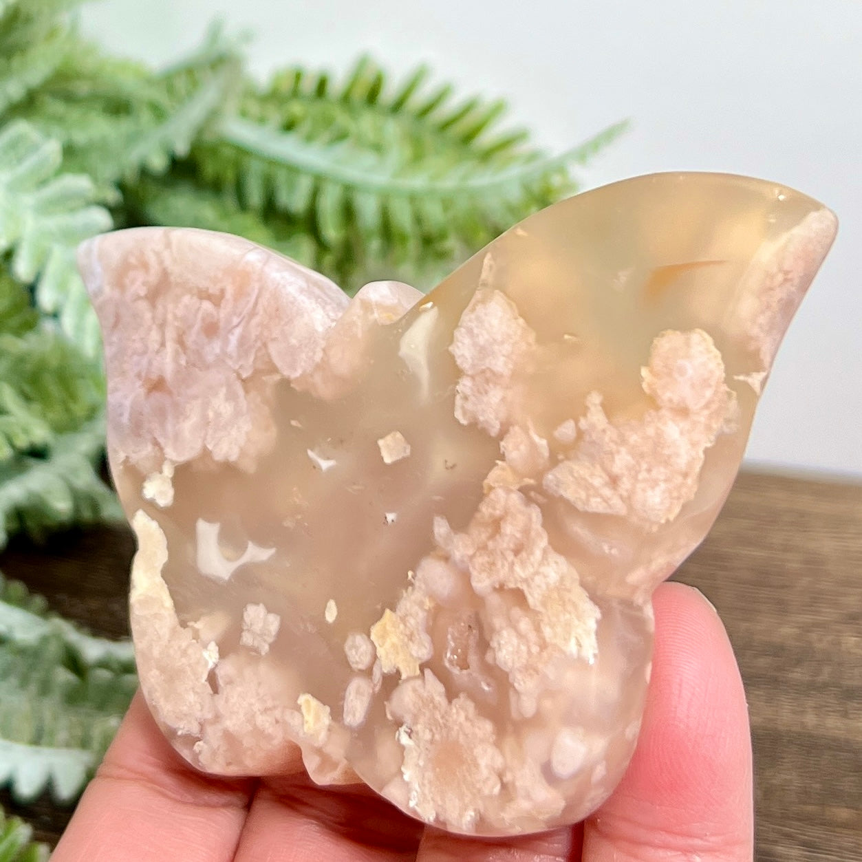 Flower Agate Butterfly With Stand Crystal Carving