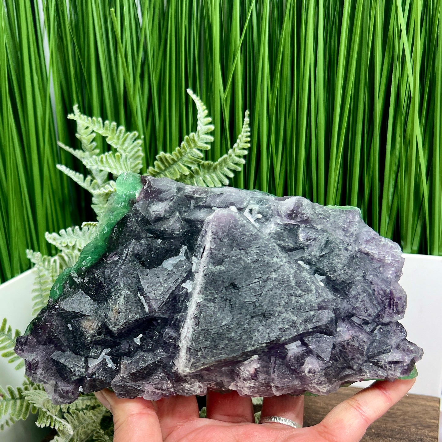 Fluorite Purple Green Cluster With Stand Natural Raw Specimen 1284g