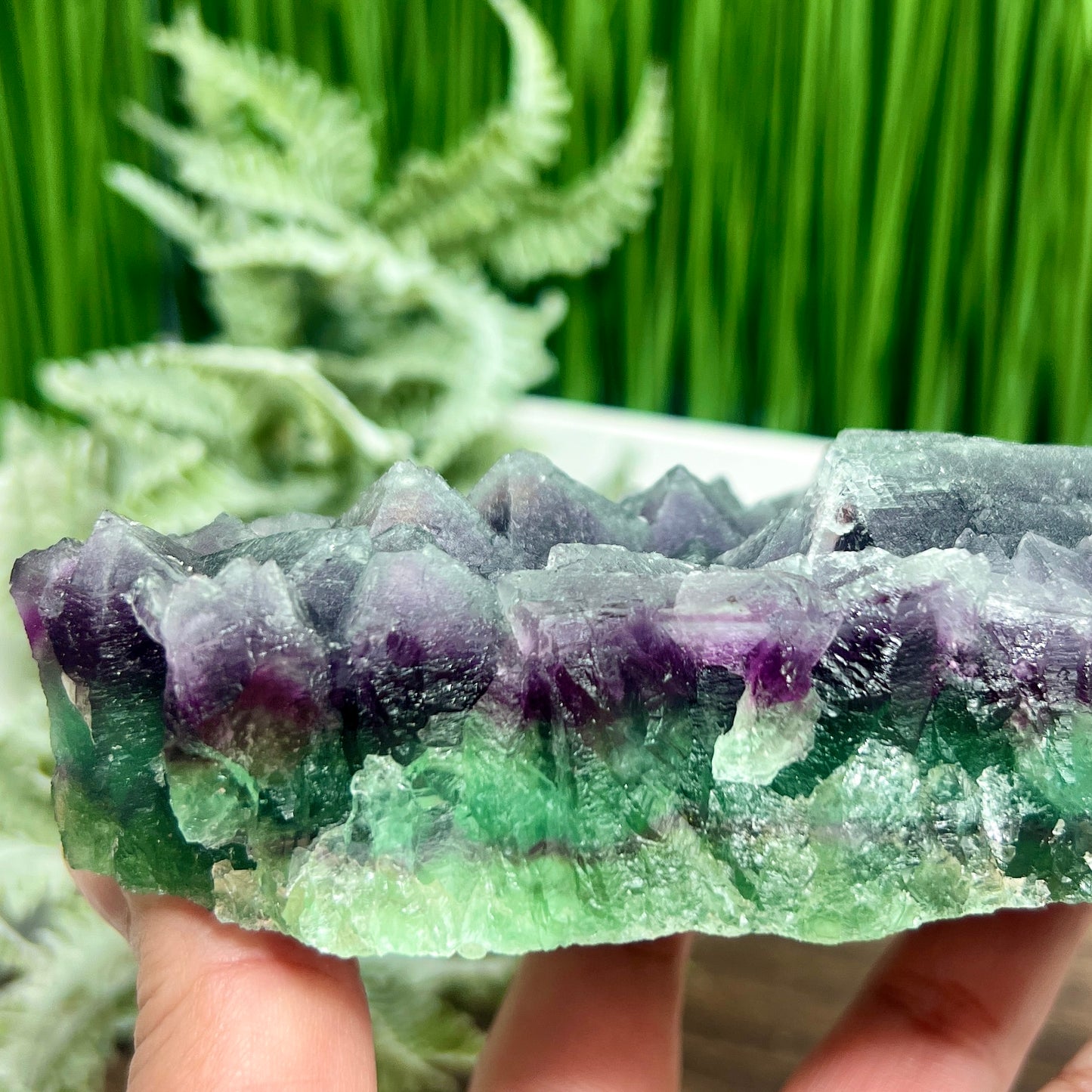 Fluorite Purple Green Cluster With Stand Natural Raw Specimen 1284g