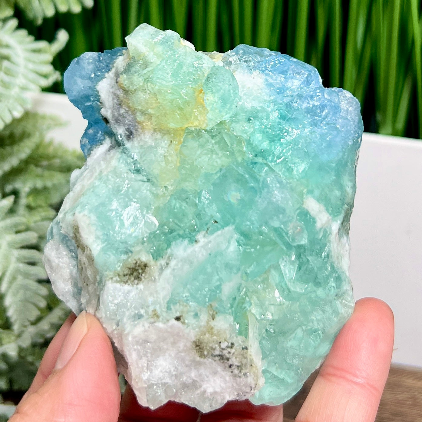 RARE Fluorite Aqua With Stand Cluster Natural Specimen 242g