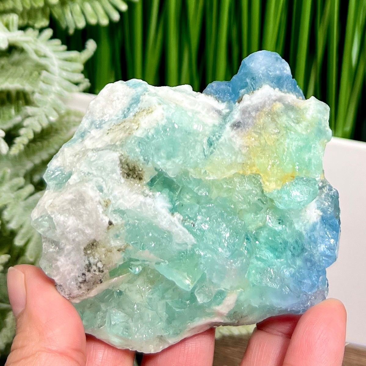 RARE Fluorite Aqua With Stand Cluster Natural Specimen 242g