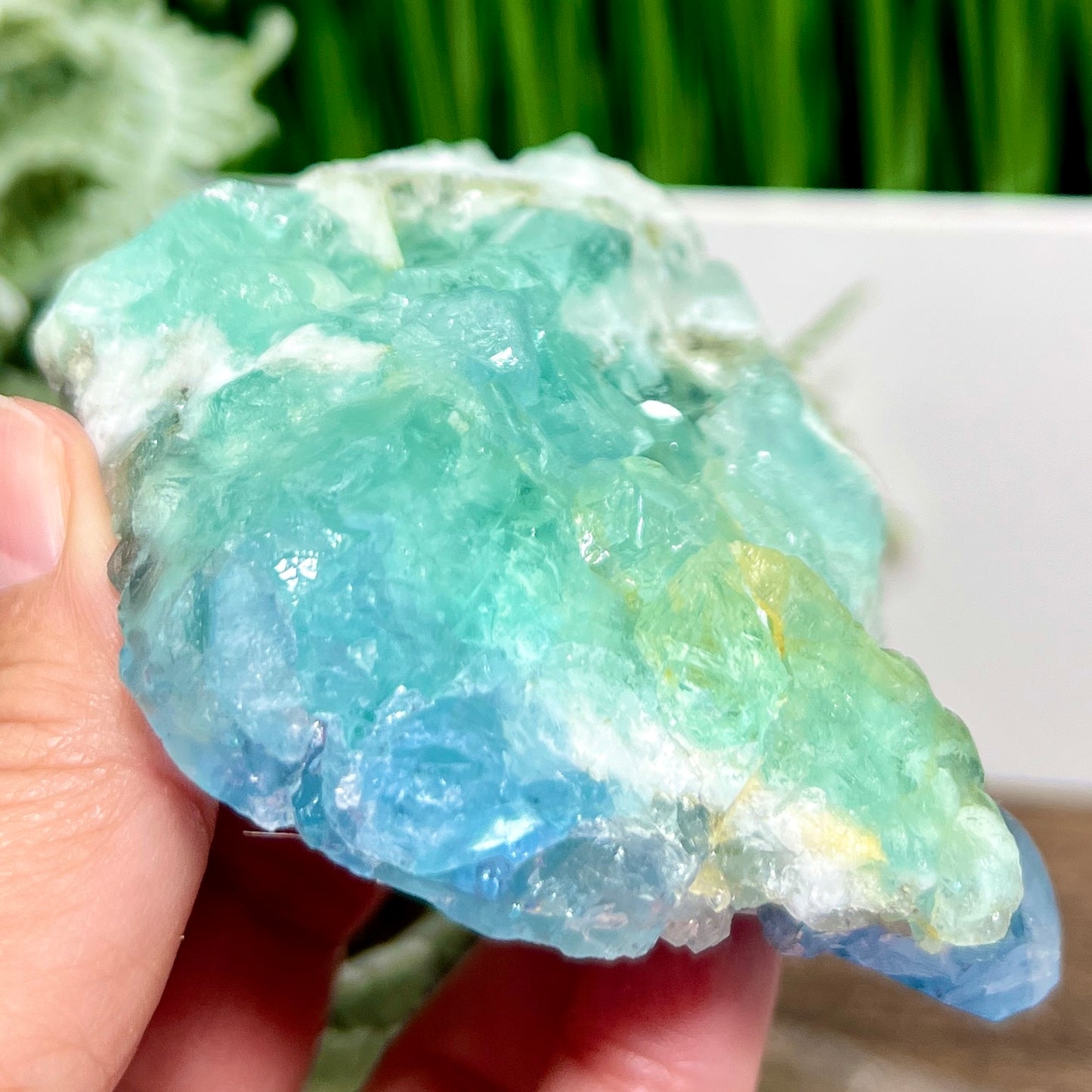 RARE Fluorite Aqua With Stand Cluster Natural Specimen 242g