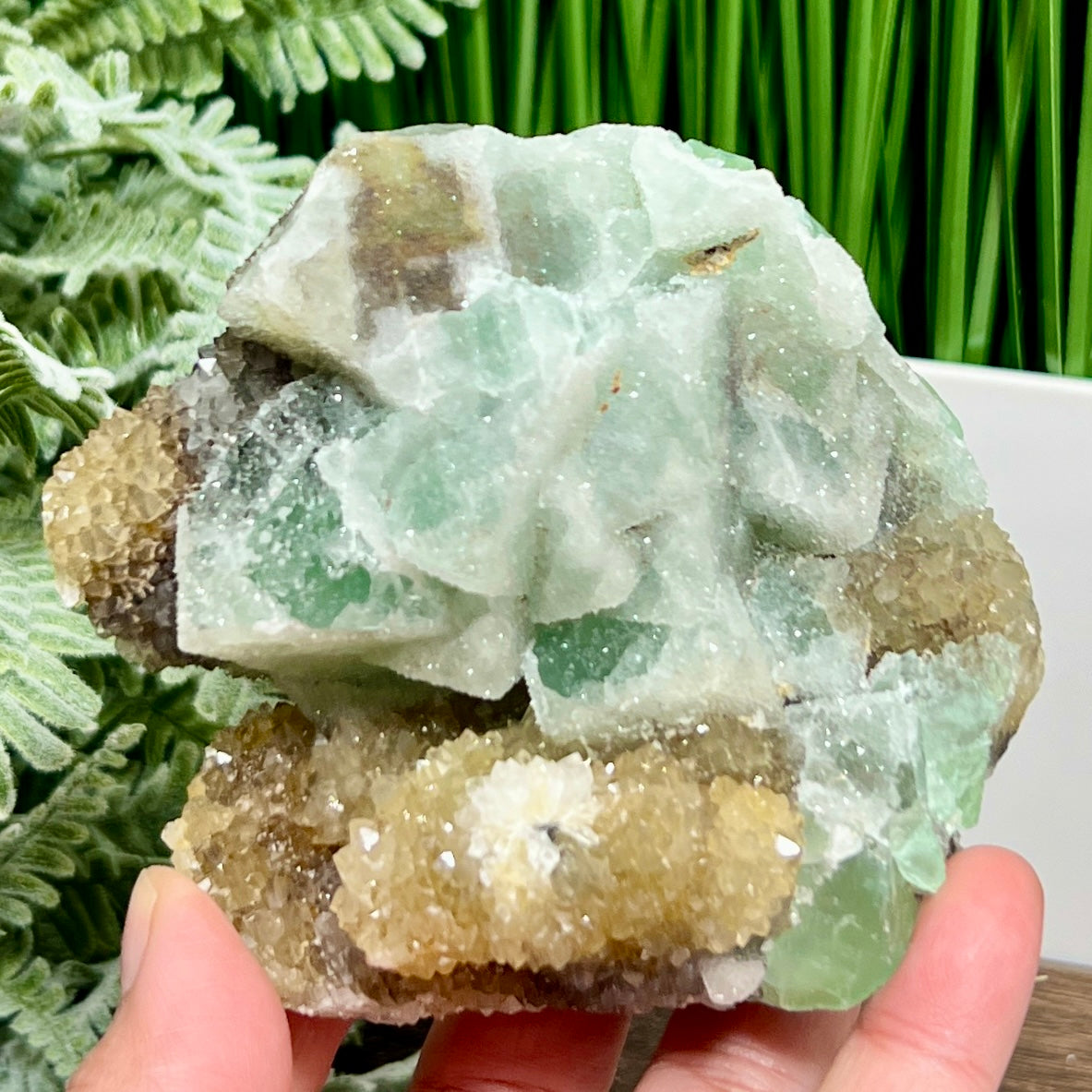 Sugar Fluorite Calcite With Stand Specimen Natural Raw Crystal 448