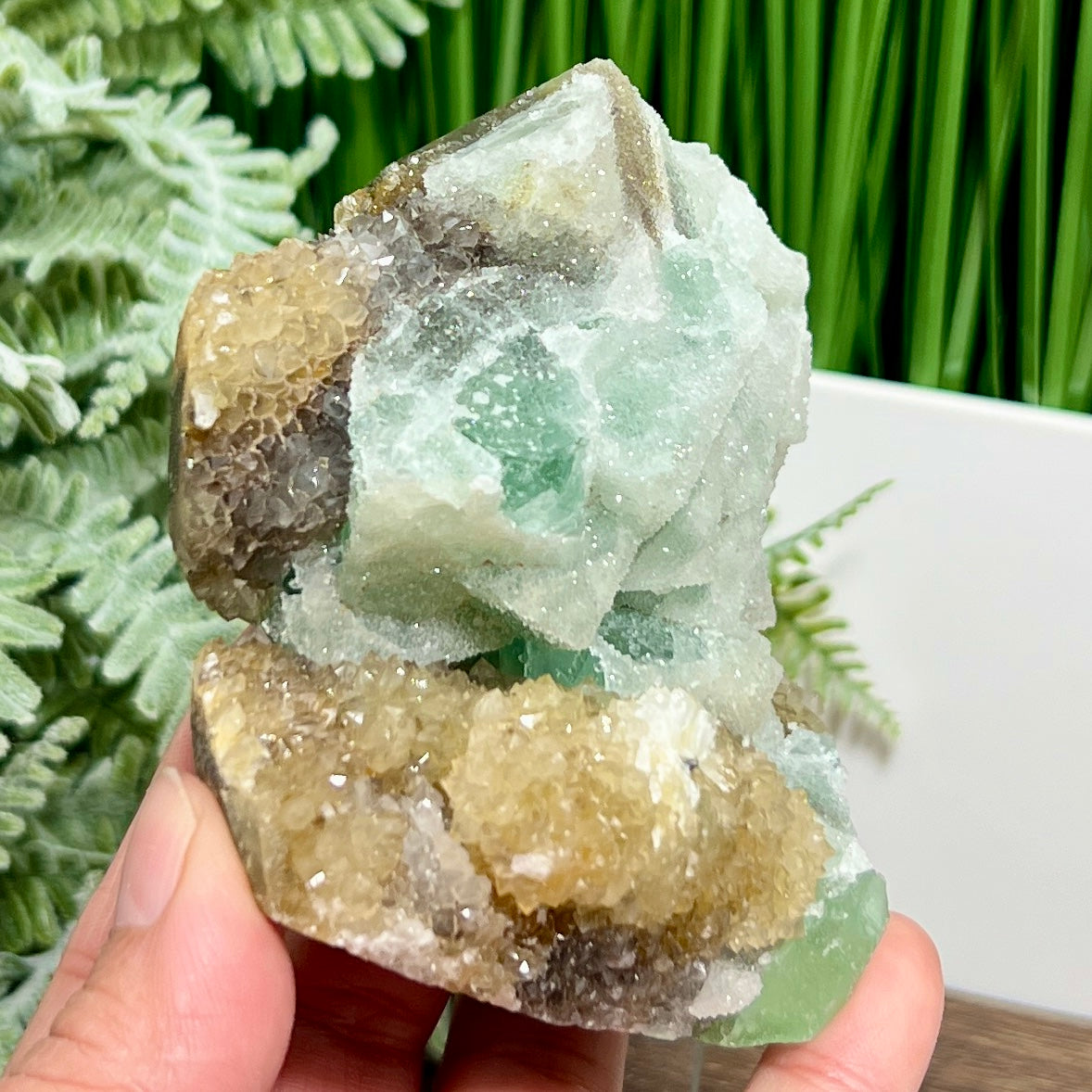 Sugar Fluorite Calcite With Stand Specimen Natural Raw Crystal 448