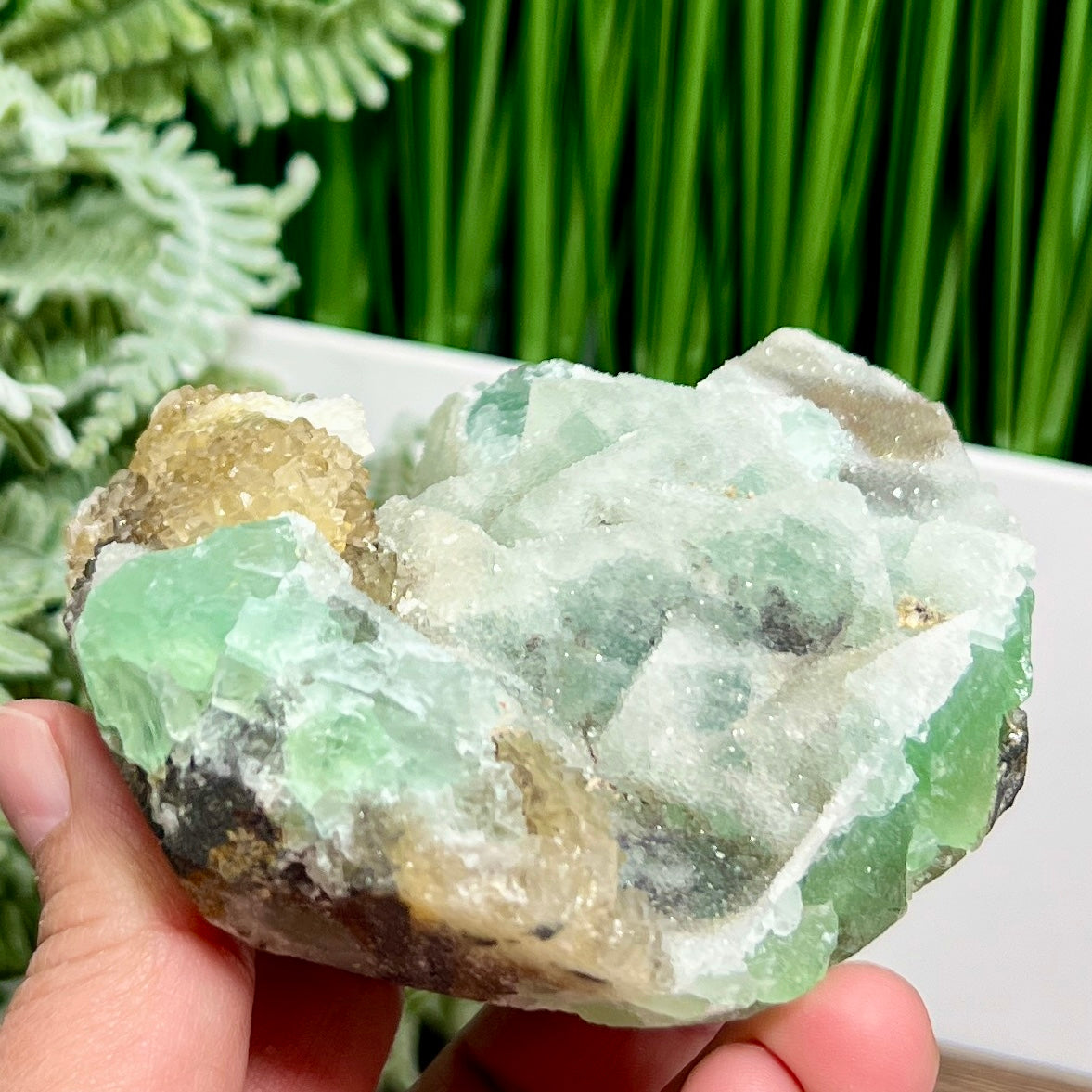 Sugar Fluorite Calcite With Stand Specimen Natural Raw Crystal 448