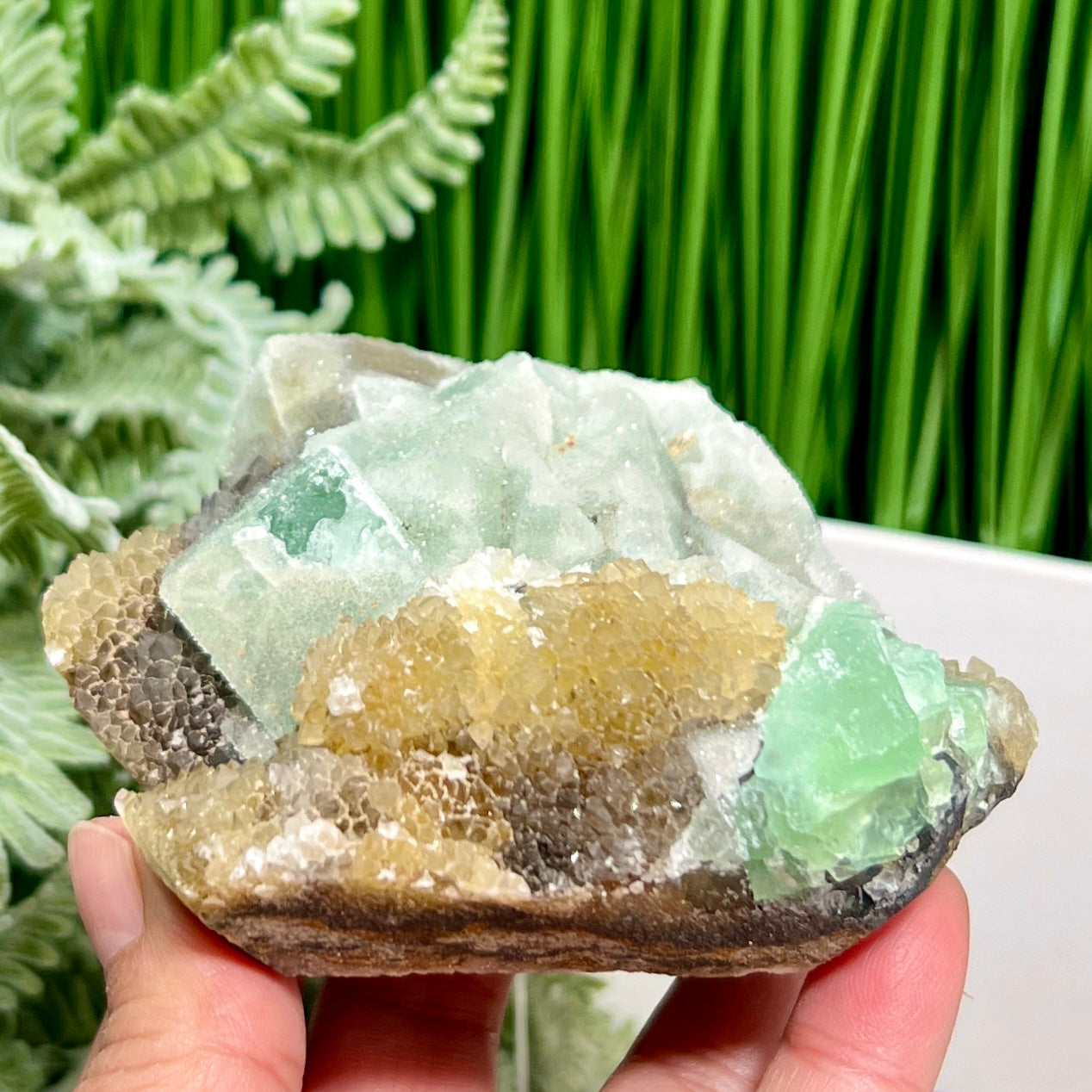 Sugar Fluorite Calcite With Stand Specimen Natural Raw Crystal 448