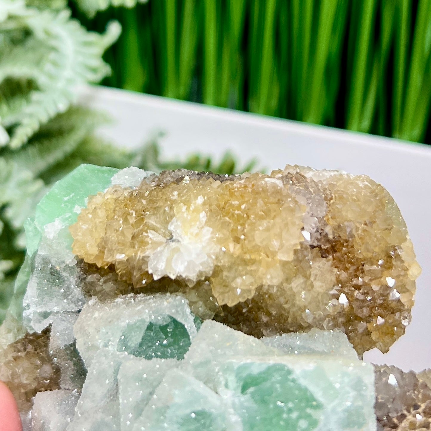 Sugar Fluorite Calcite With Stand Specimen Natural Raw Crystal 448