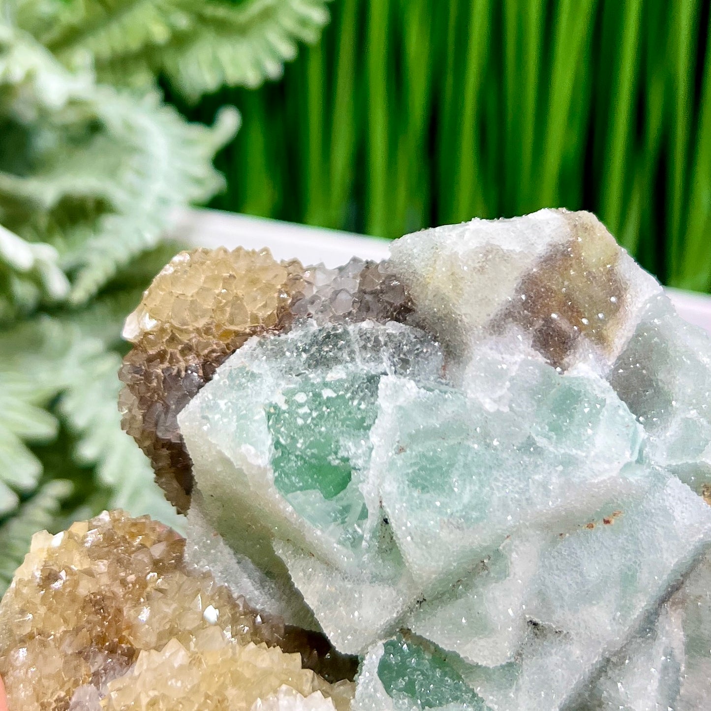 Sugar Fluorite Calcite With Stand Specimen Natural Raw Crystal 448