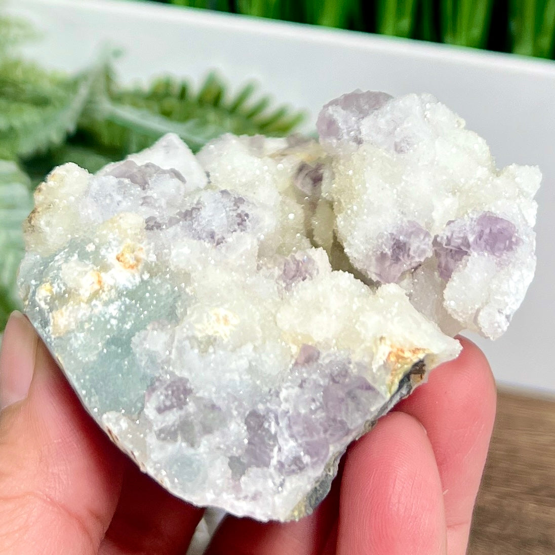 Fluorite Sugar Natural Raw Specimen with Stand Sparkly Healing Crystal 211g