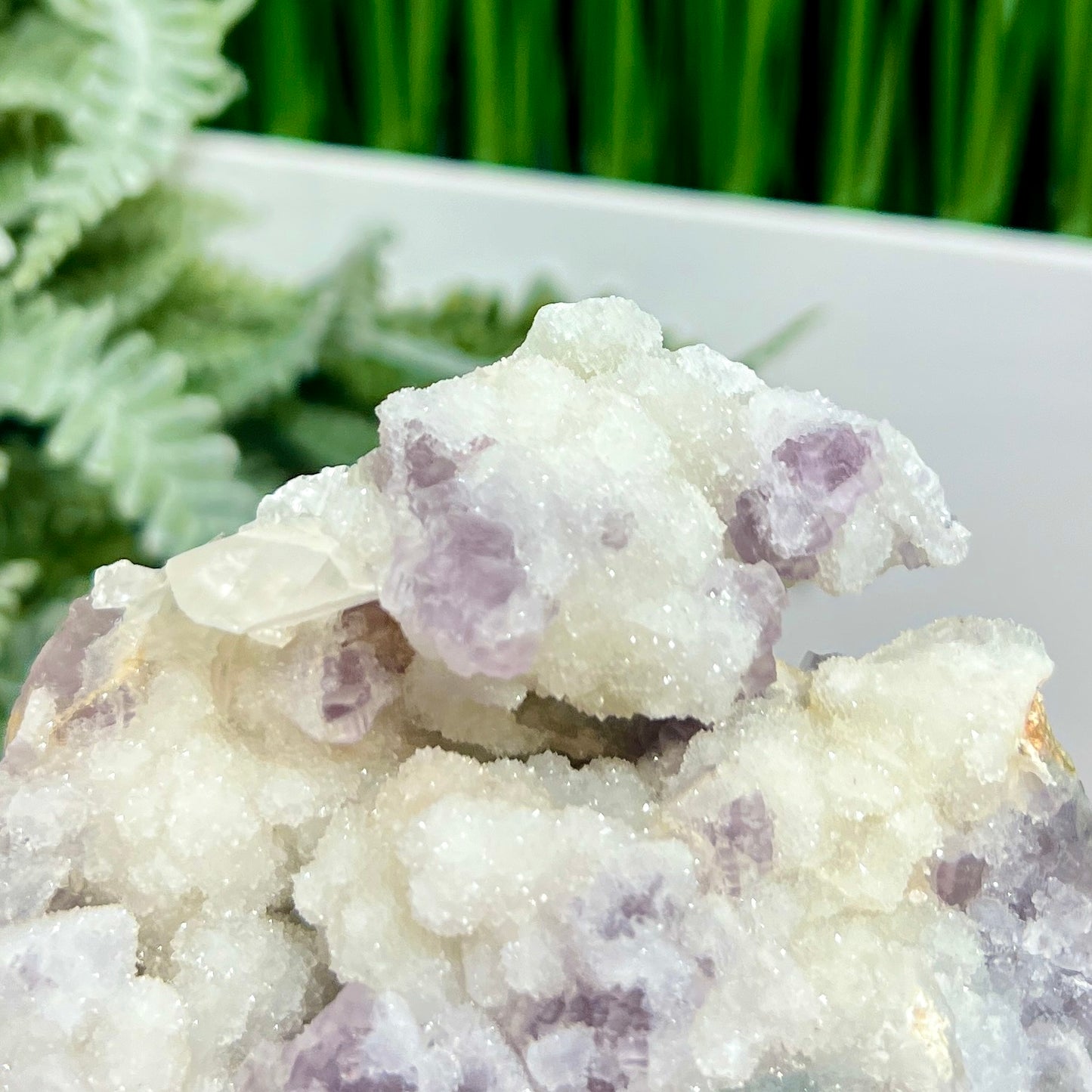 Fluorite Sugar Natural Raw Specimen with Stand Sparkly Healing Crystal 211g