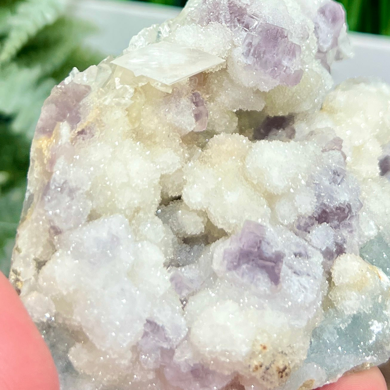 Fluorite Sugar Natural Raw Specimen with Stand Sparkly Healing Crystal 211g