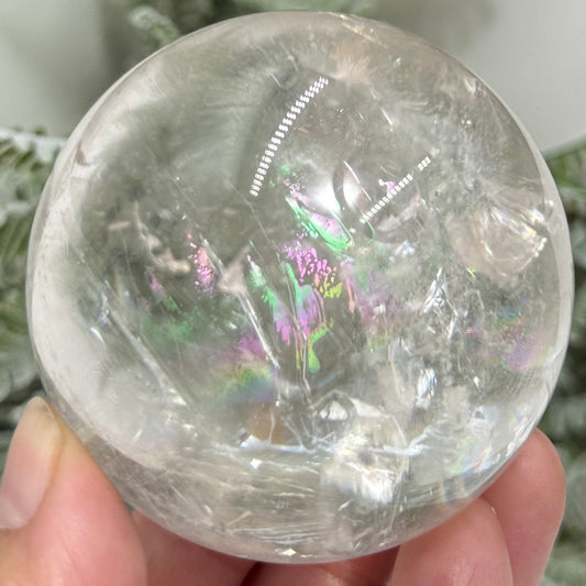 Clear Quartz Sphere Natural High Quality Full of Rainbows Crystal Ball 334g 62mm