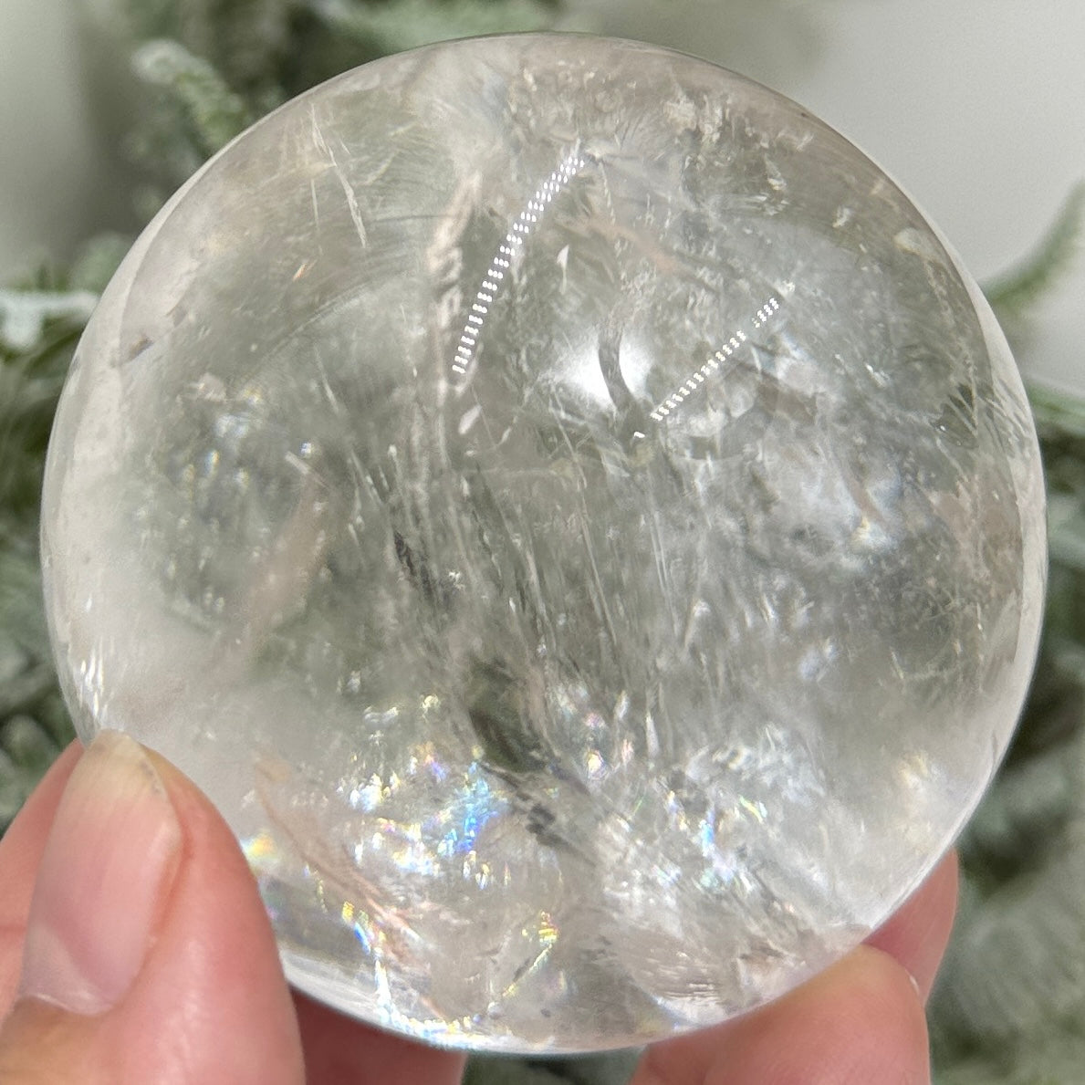 Clear Quartz Sphere Natural High Quality Full of Rainbows Crystal Ball 334g 62mm