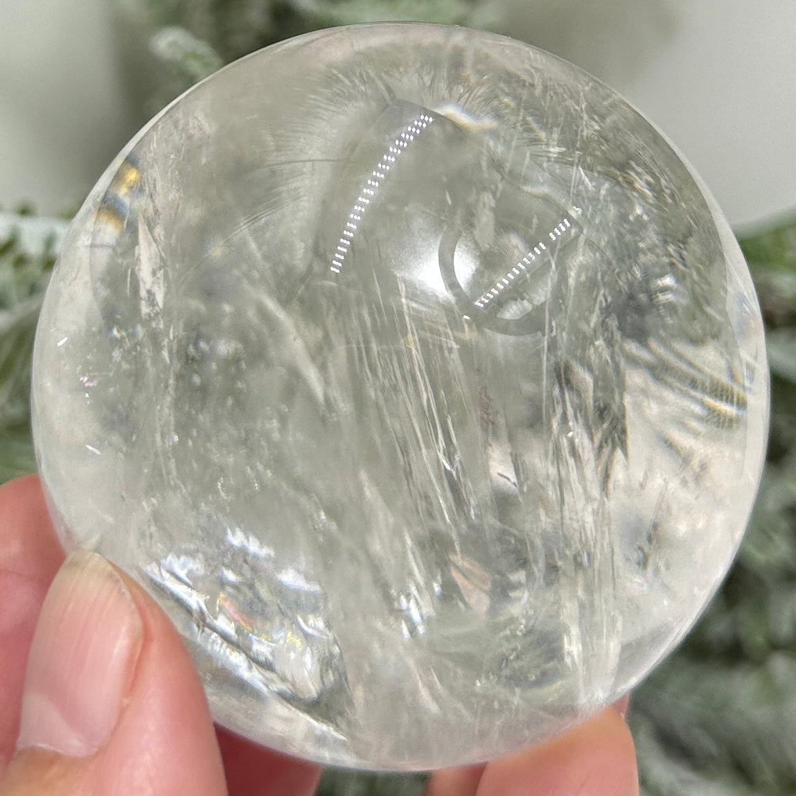 Clear Quartz Sphere Natural High Quality Full of Rainbows Crystal Ball 334g 62mm