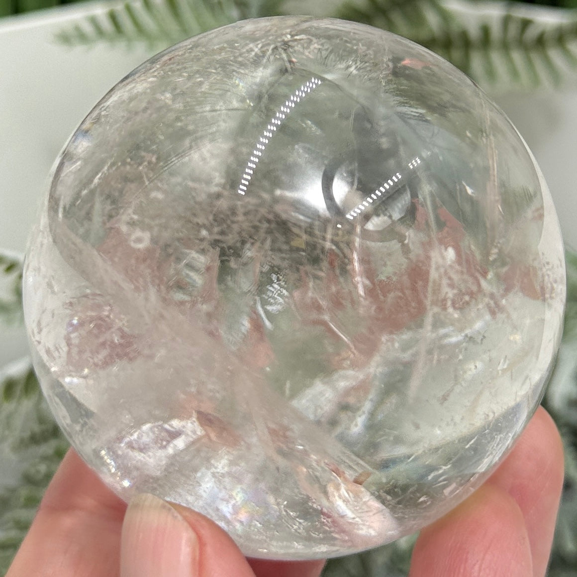 Clear Quartz Sphere Natural High Quality Full of Rainbows Crystal Ball 334g 62mm