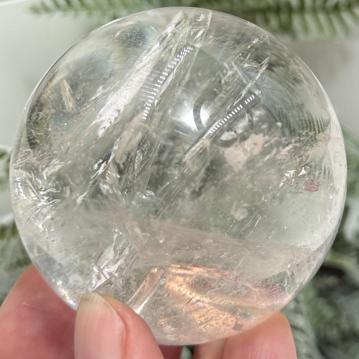 Clear Quartz Sphere Natural High Quality Full of Rainbows Crystal Ball 334g 62mm