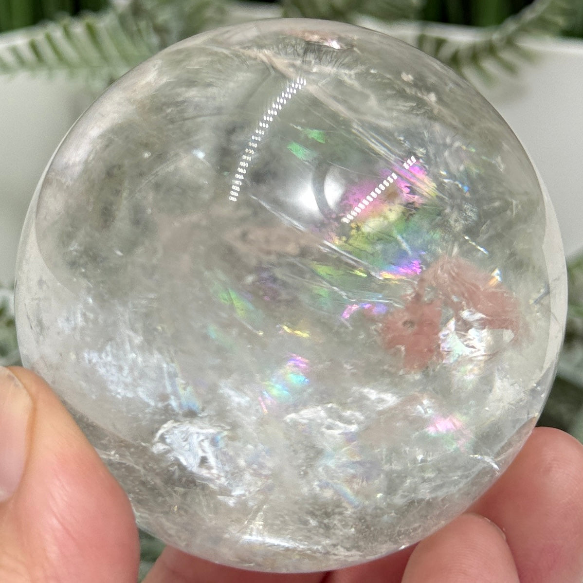 Clear Quartz Sphere Natural High Quality Full of Rainbows Crystal Ball 334g 62mm