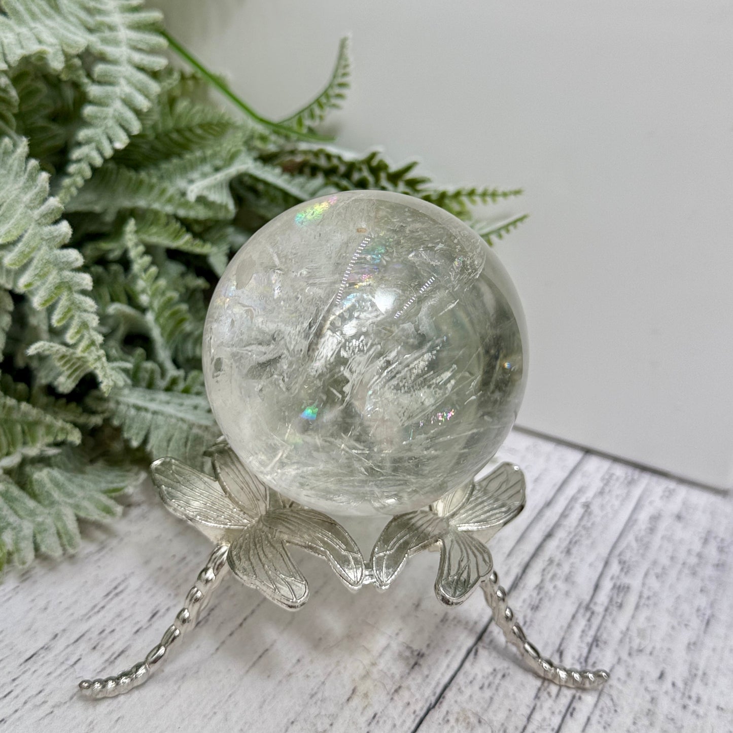 Clear Quartz Sphere Natural High Quality Full of Rainbows Crystal Ball 334g 62mm