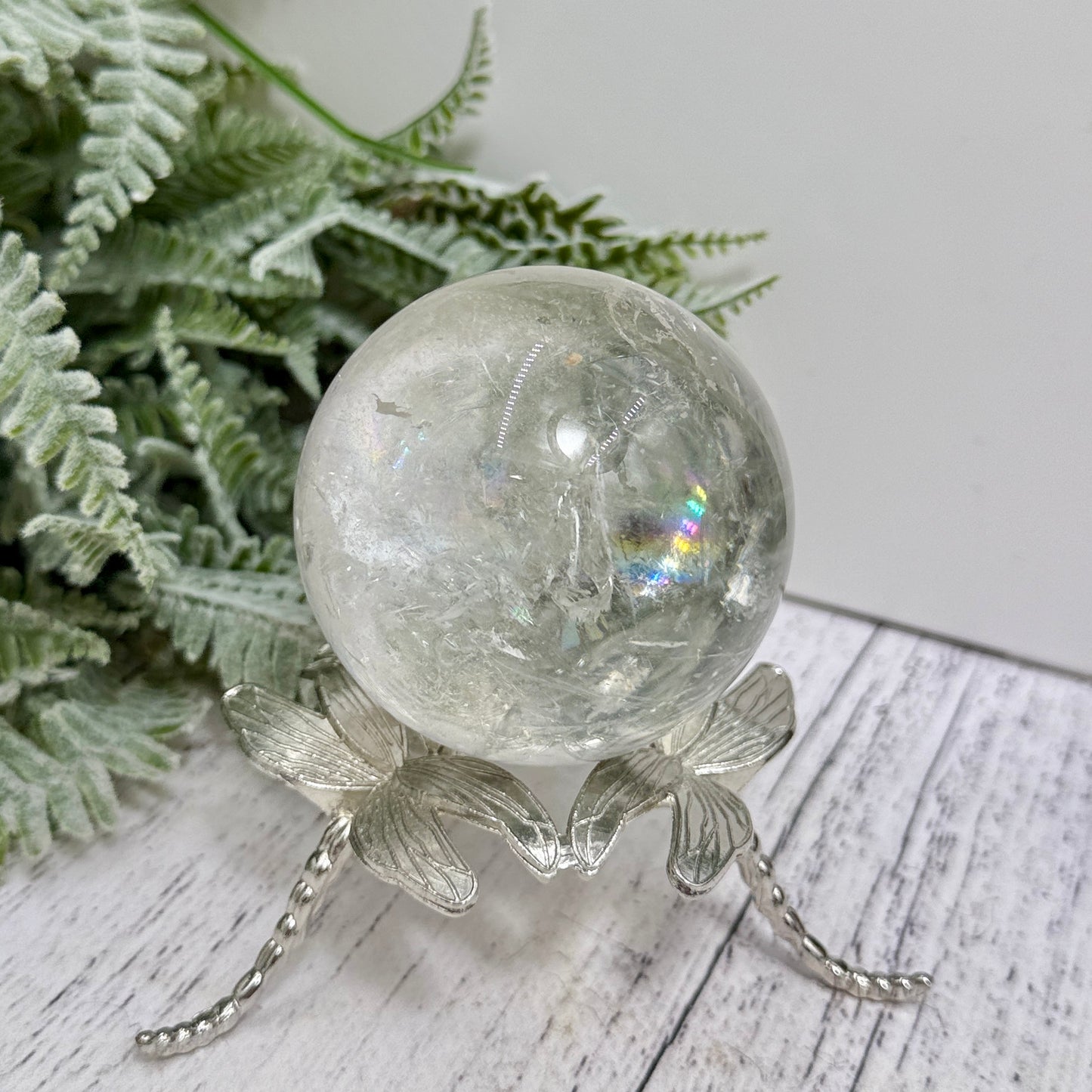 Clear Quartz Sphere Natural High Quality Full of Rainbows Crystal Ball 334g 62mm