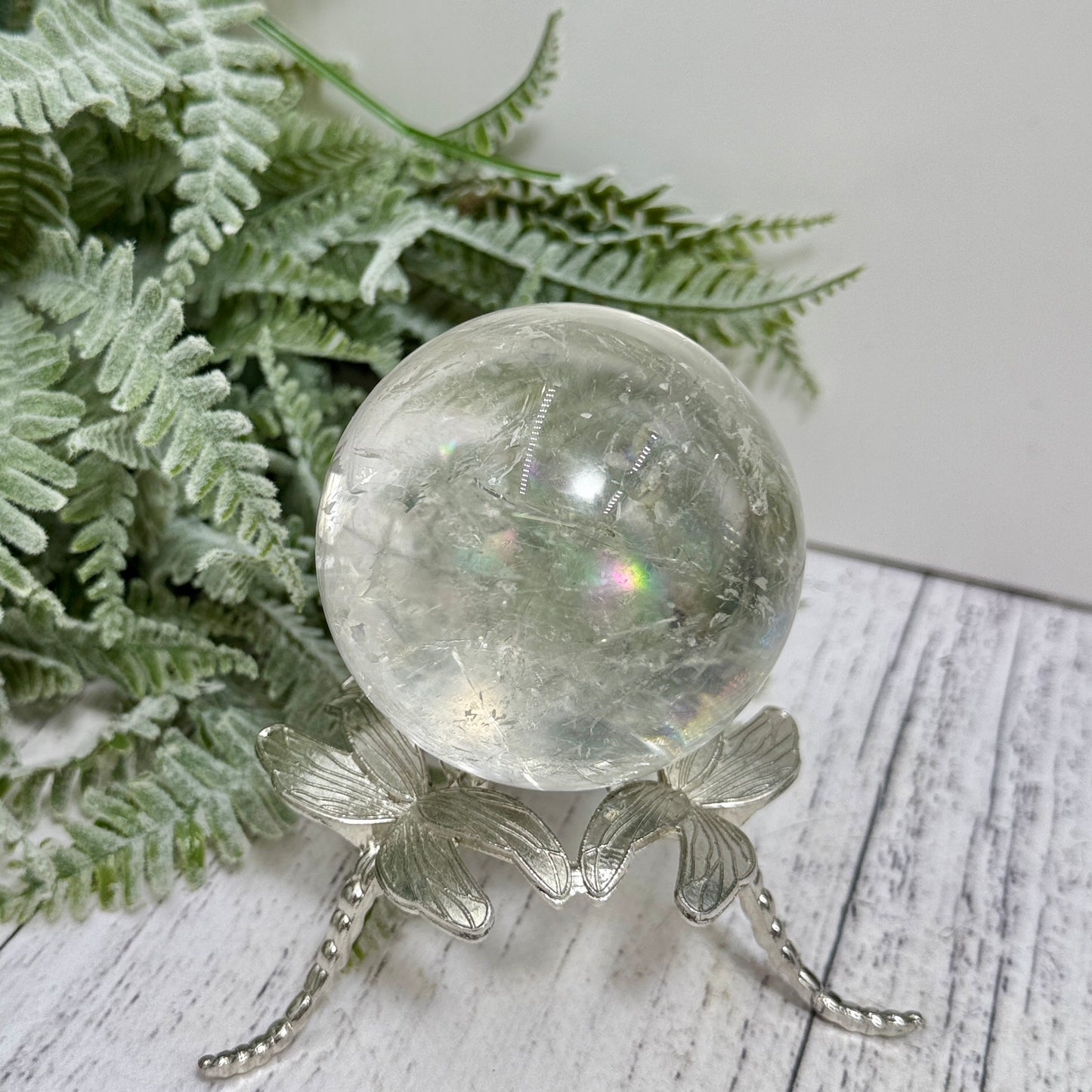 Clear Quartz Sphere Natural High Quality Full of Rainbows Crystal Ball 353g 63mm