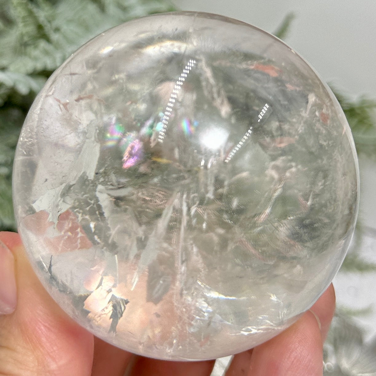 Clear Quartz Sphere Natural High Quality Full of Rainbows Crystal Ball 353g 63mm