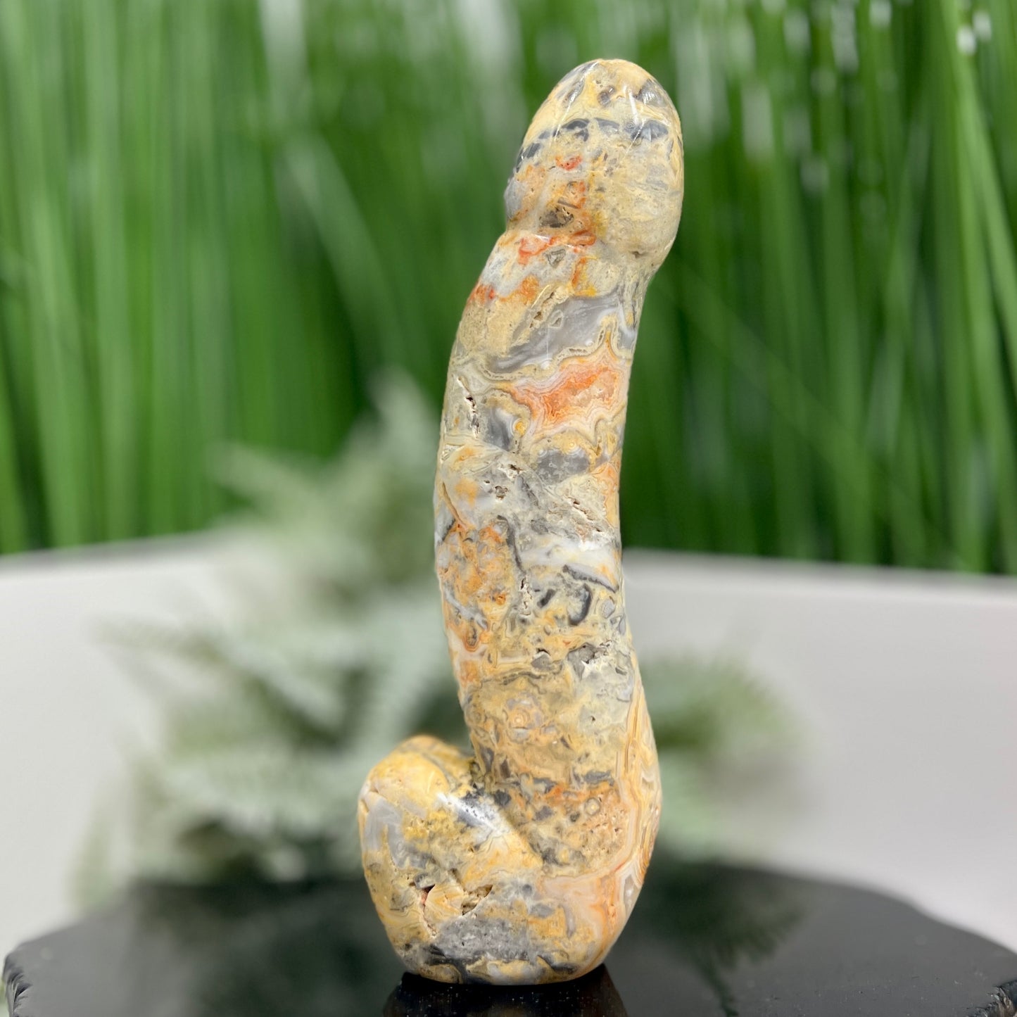 Crazy Lace Agate Penis Pecker Phallus Man Part Crystal Decoration 780g 205mm