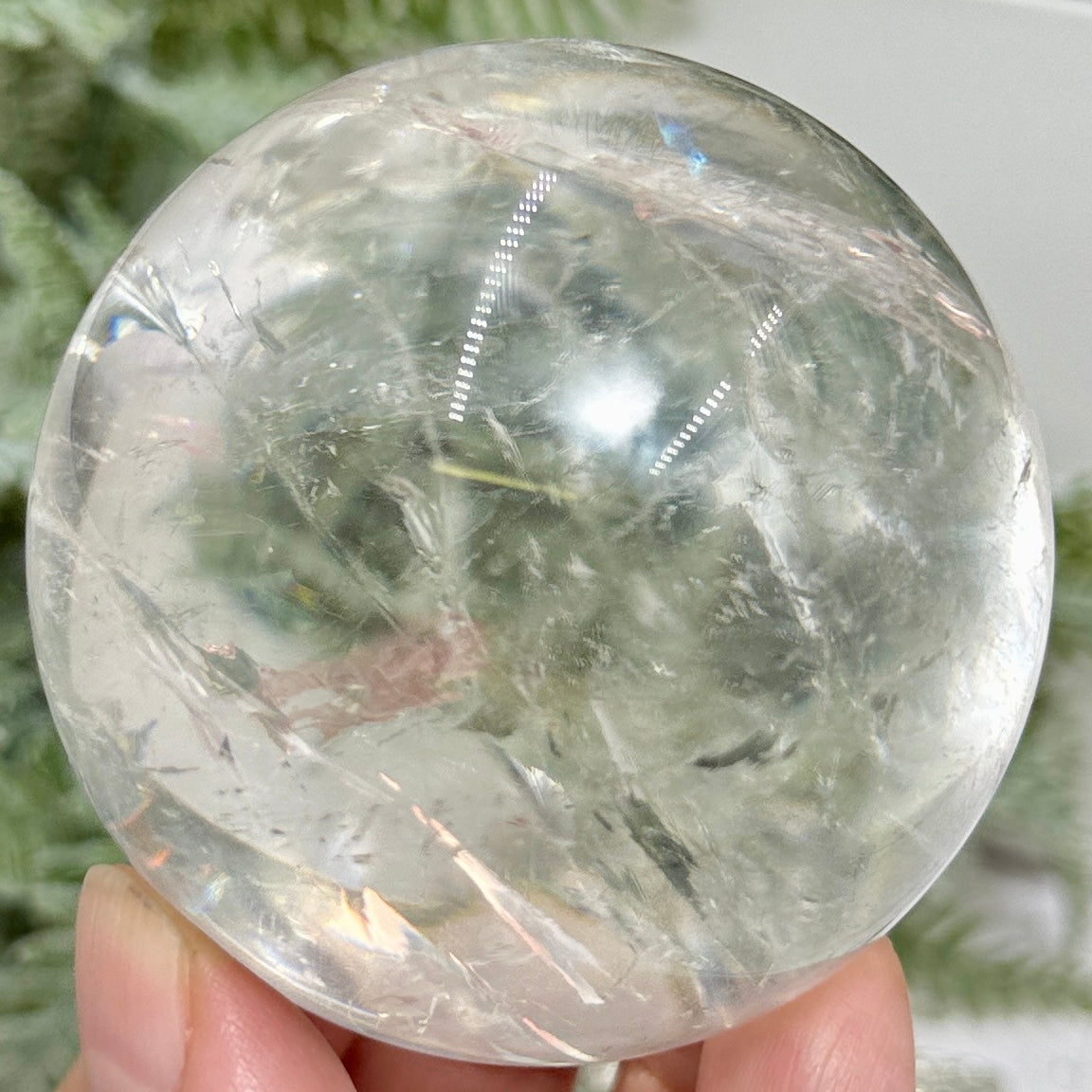 Clear Quartz Sphere Natural High Quality Full of Rainbows Crystal Ball 353g 63mm