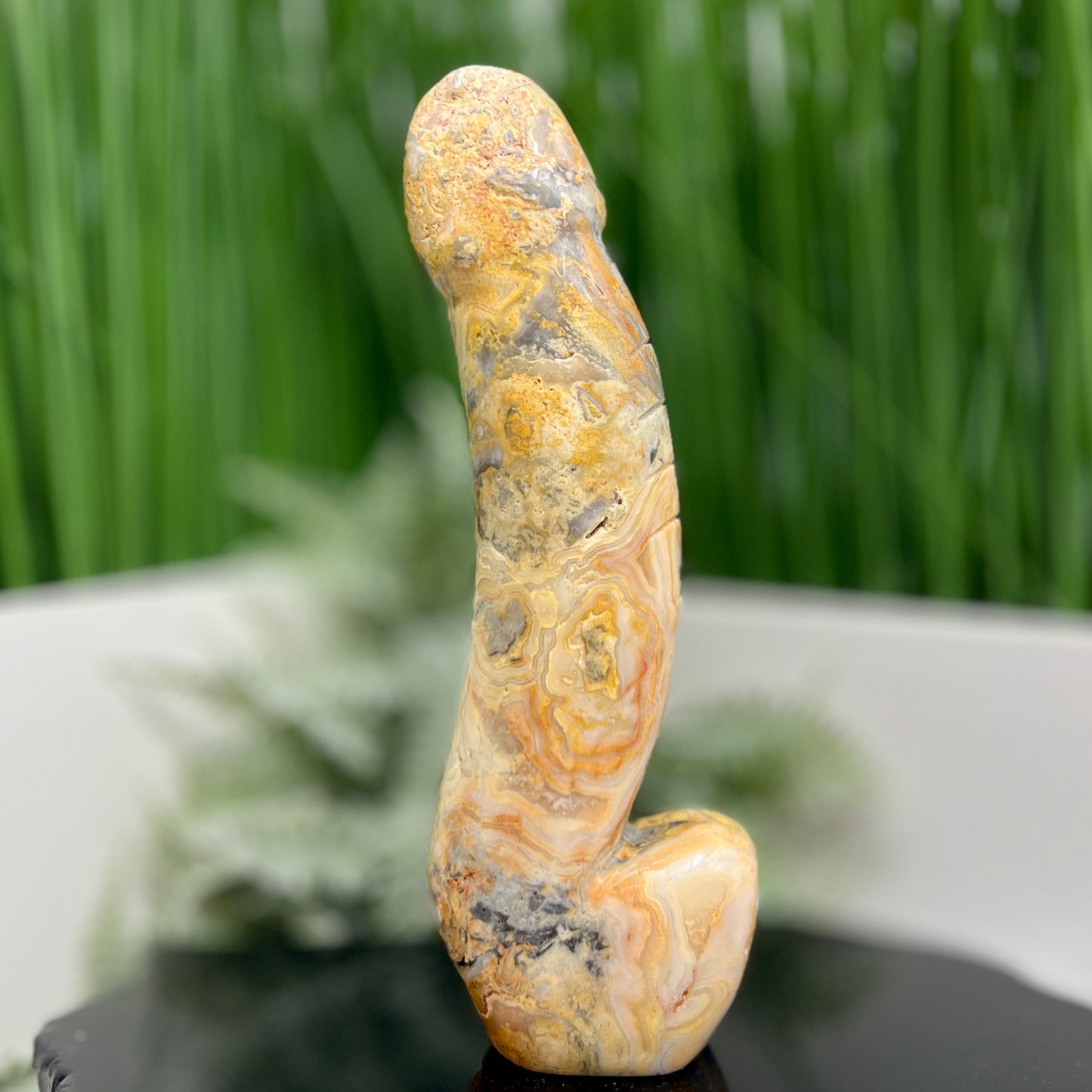 Crazy Lace Agate Penis Pecker Phallus Man Part Crystal Decoration 780g 205mm