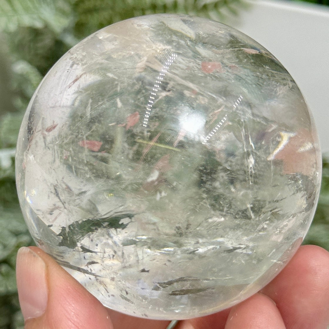 Clear Quartz Sphere Natural High Quality Full of Rainbows Crystal Ball 353g 63mm