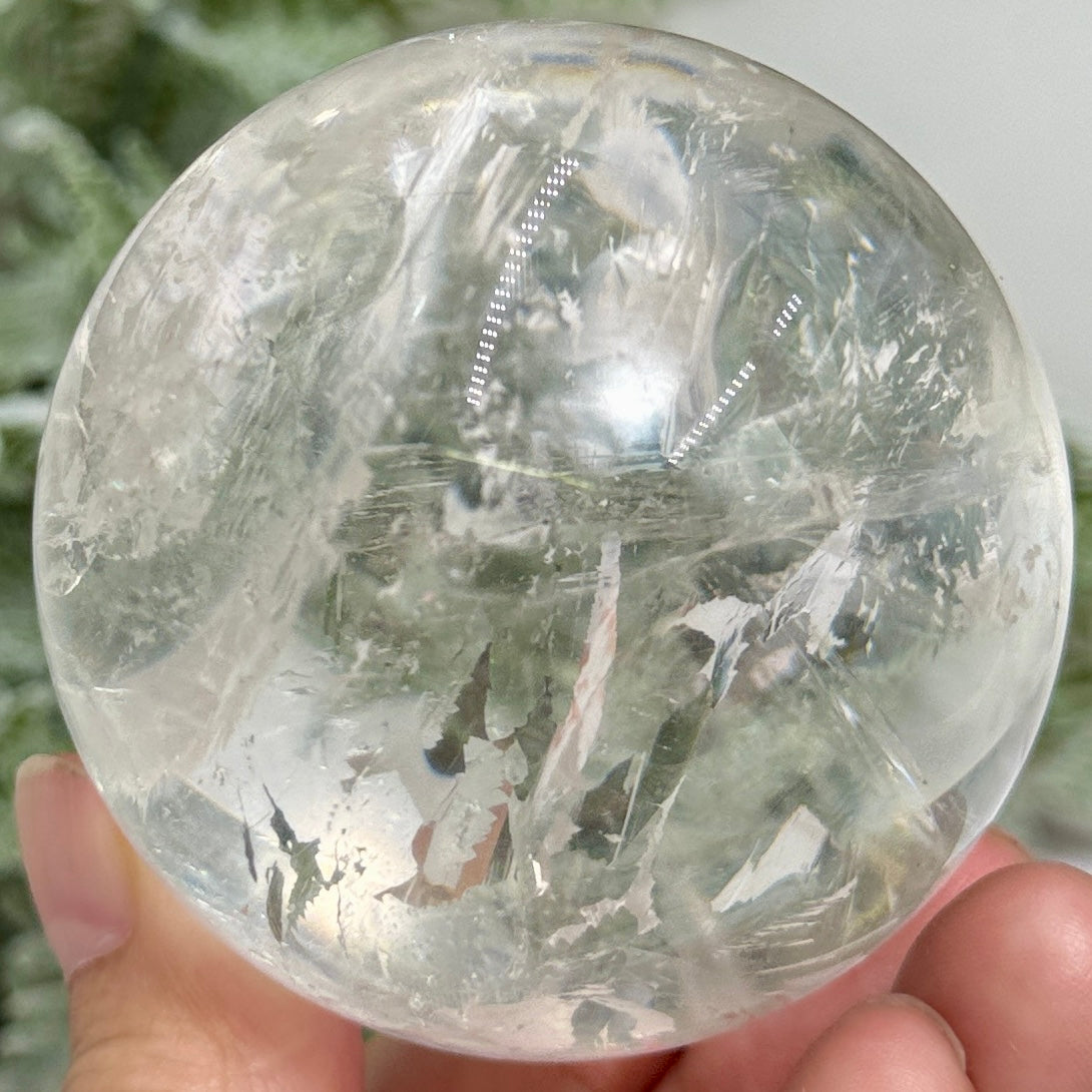 Clear Quartz Sphere Natural High Quality Full of Rainbows Crystal Ball 353g 63mm