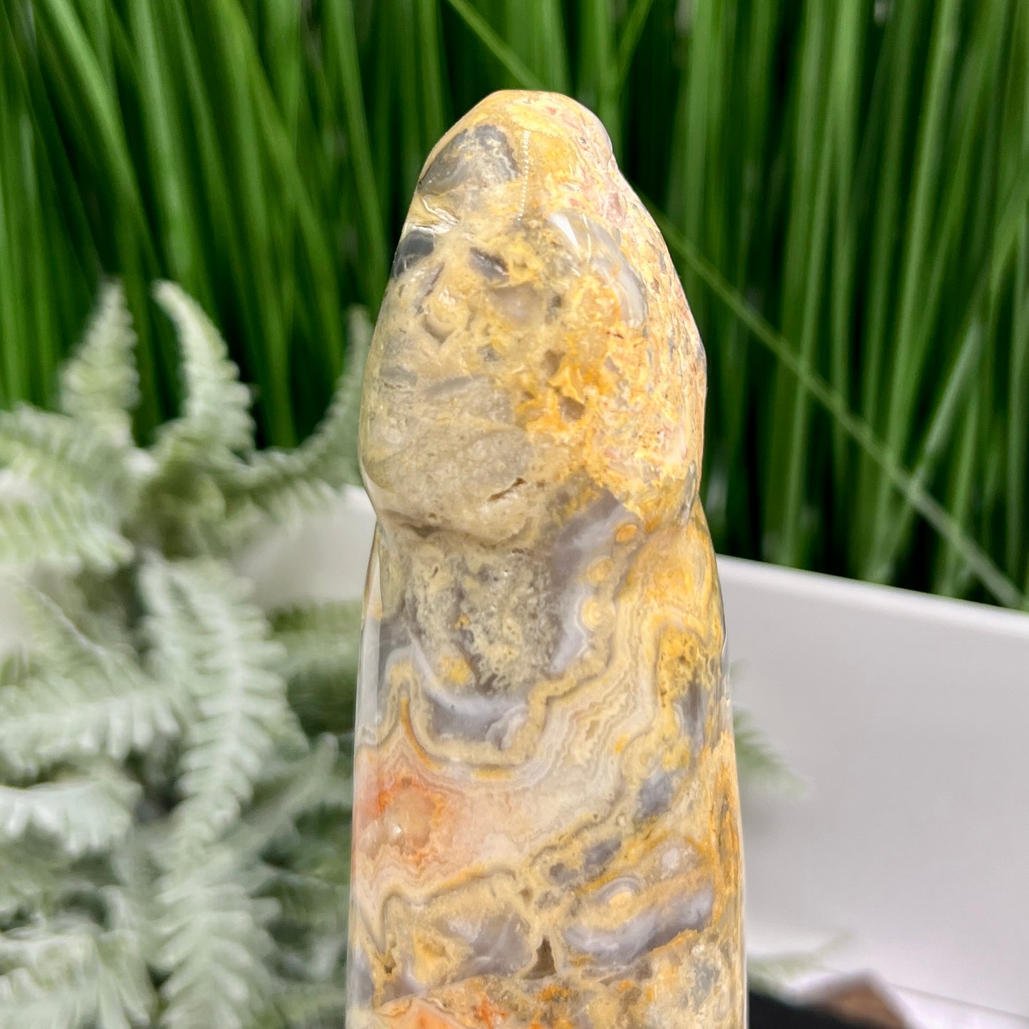 Crazy Lace Agate Penis Pecker Phallus Man Part Crystal Decoration 780g 205mm