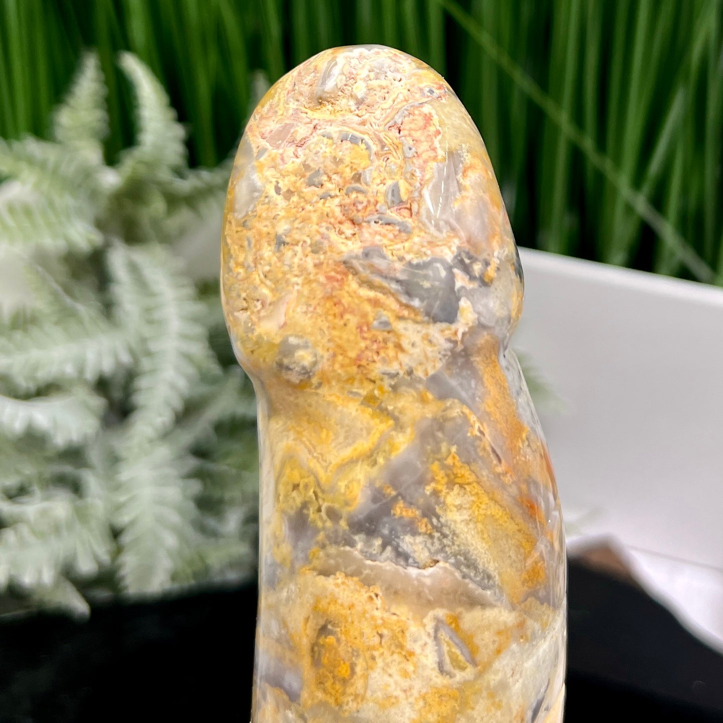 Crazy Lace Agate Penis Pecker Phallus Man Part Crystal Decoration 780g 205mm