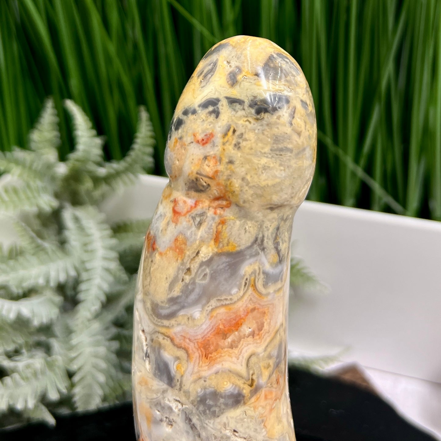 Crazy Lace Agate Penis Pecker Phallus Man Part Crystal Decoration 780g 205mm