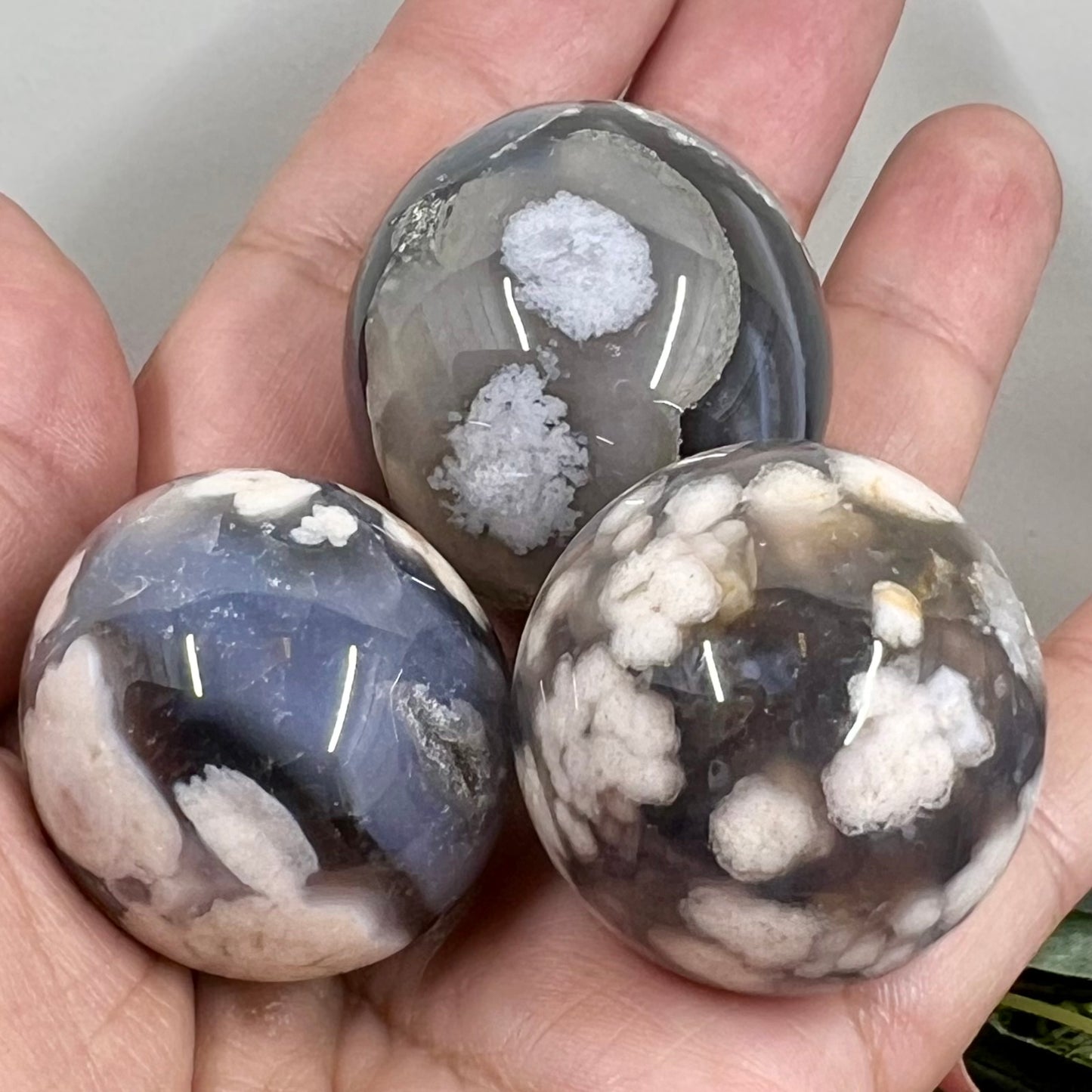 Black Flower Agate Mini Spheres Crystal Ball Australian Seller