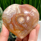 Flower Agate Heart with Stand Crystal 336g