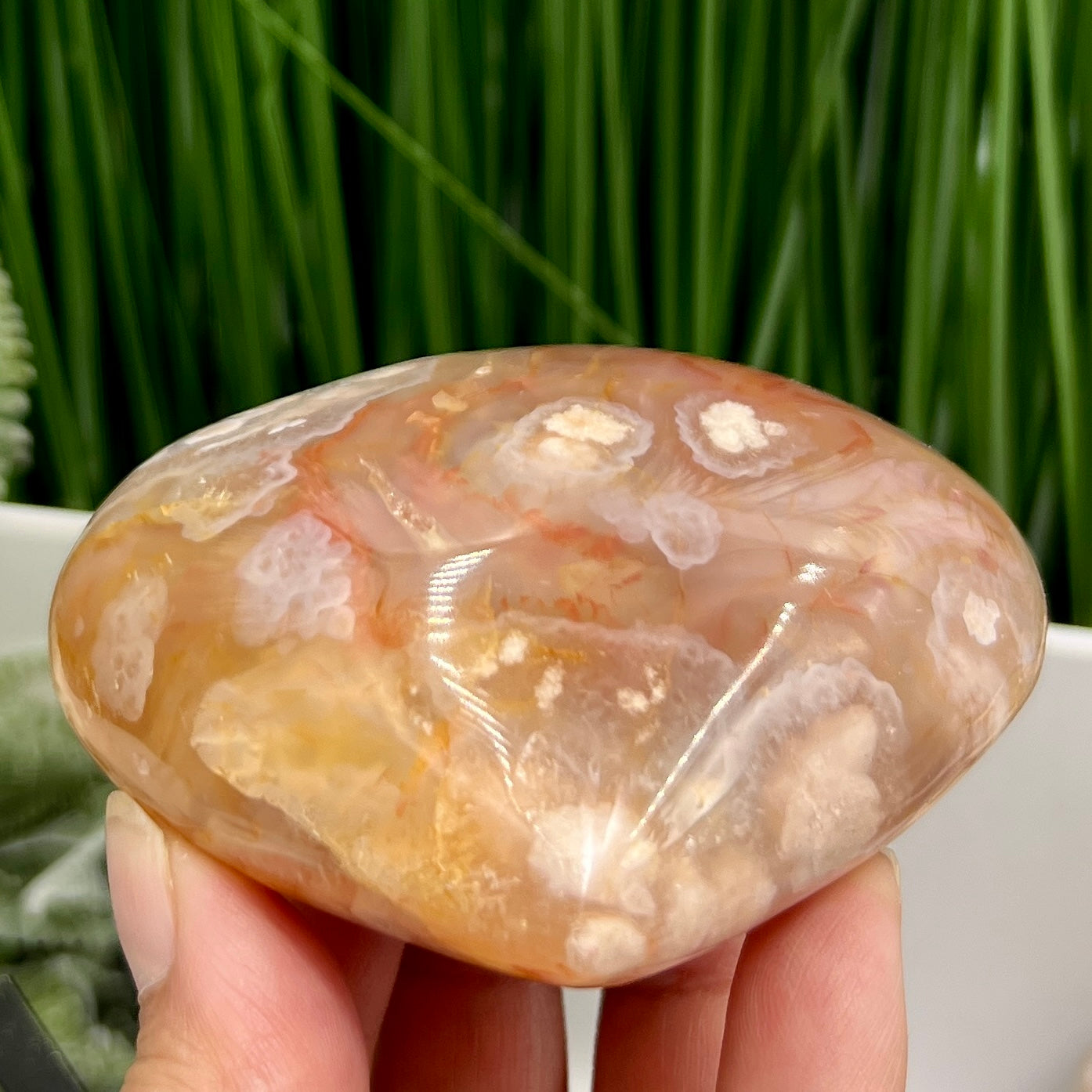 Flower Agate Heart with Stand Crystal 336g