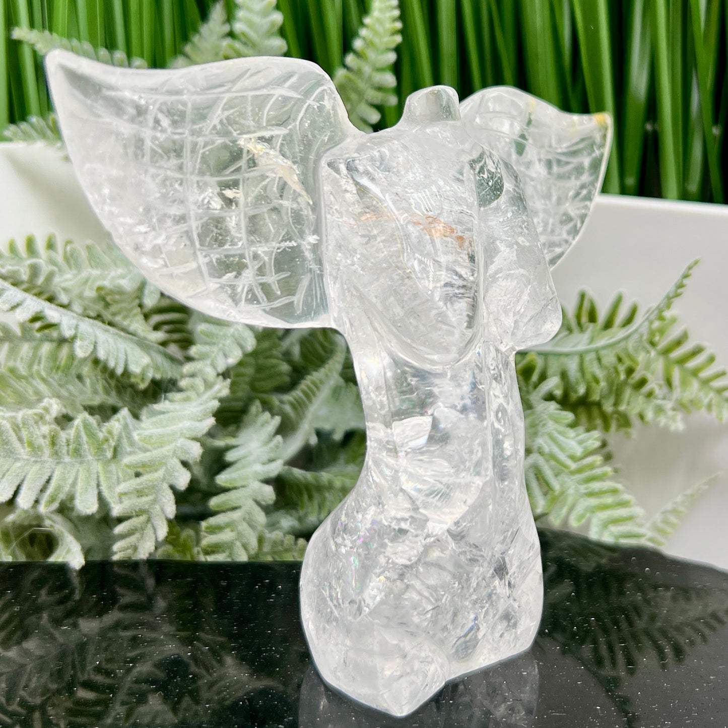 Clear Quartz Goddess Angel Female Torso with Wings Crystal 318g 110mm