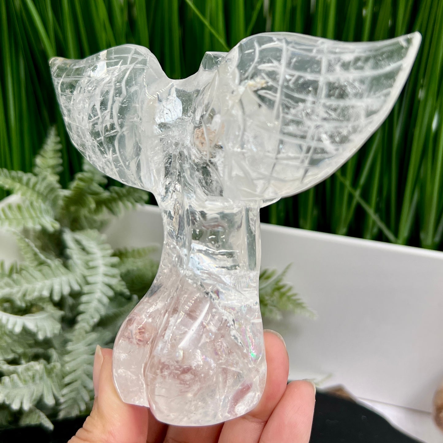 Clear Quartz Goddess Angel Female Torso with Wings Crystal 318g 110mm