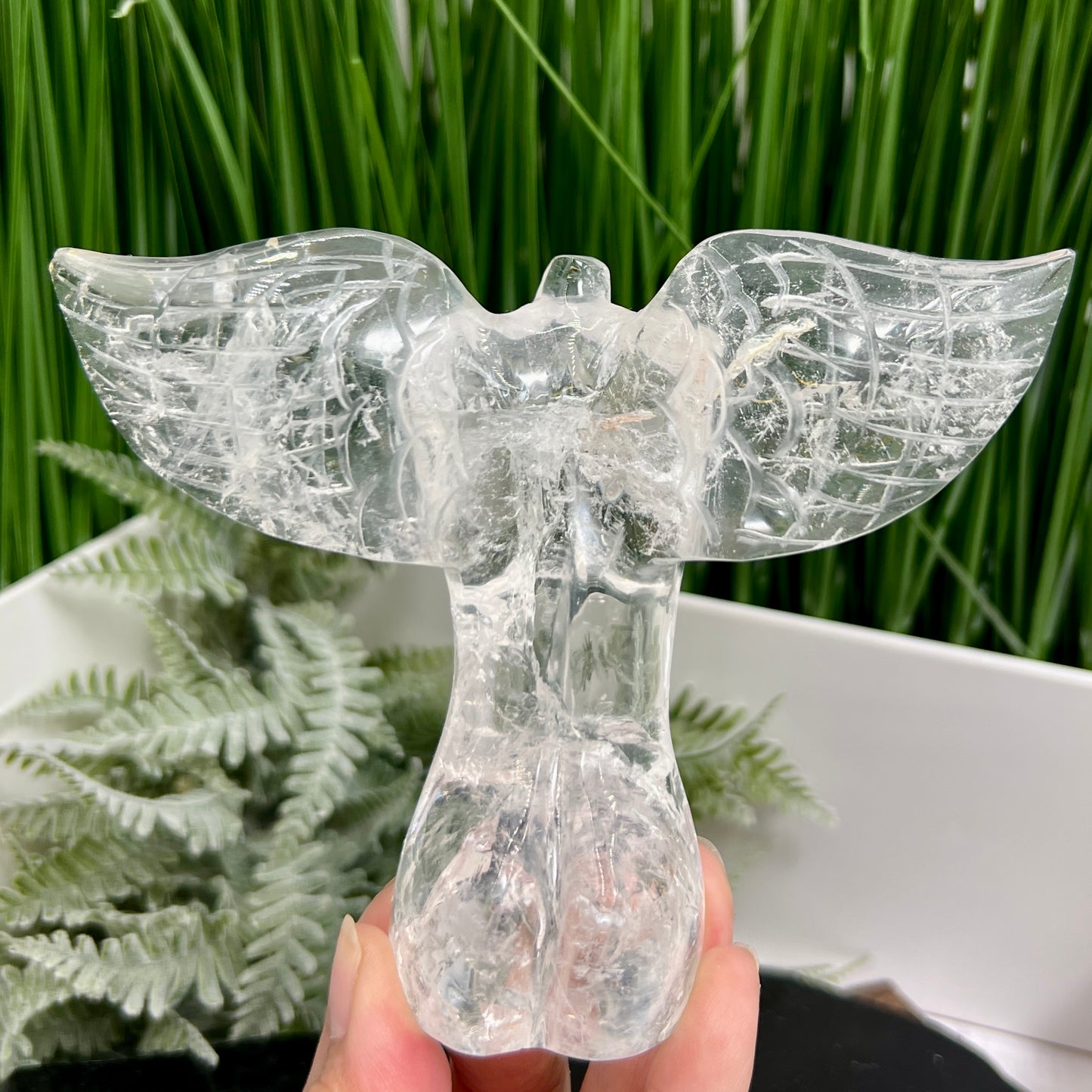 Clear Quartz Goddess Angel Female Torso with Wings Crystal 318g 110mm